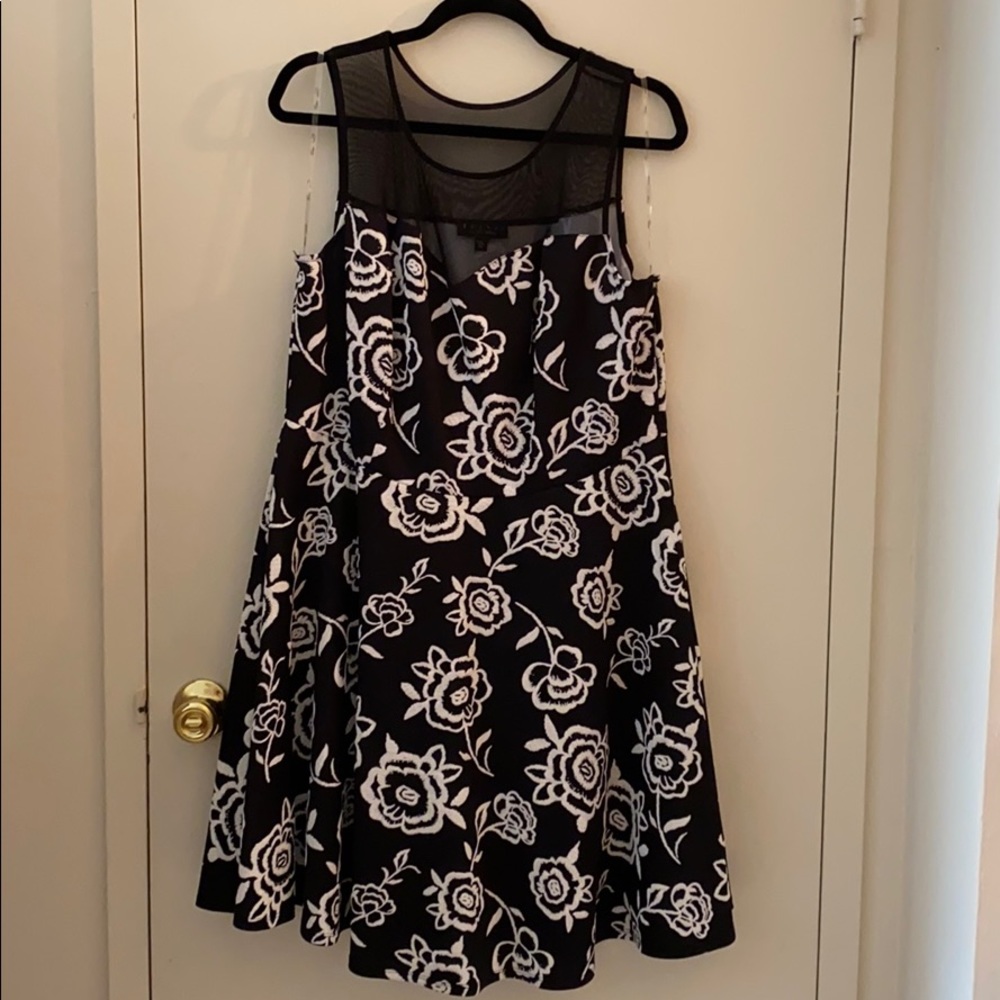 Sheer yolk black and white floral dress